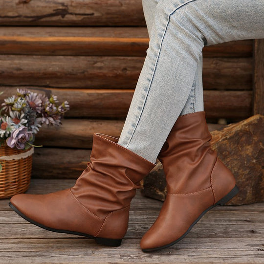 Damen modische Stiefeletten mit elegantem Rüschendesign und weichem Obermaterial EB