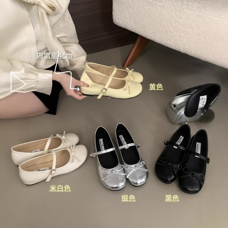 Damen Ballerinas mit elegantem Riemchen und zierlichem Schleifendetail EB