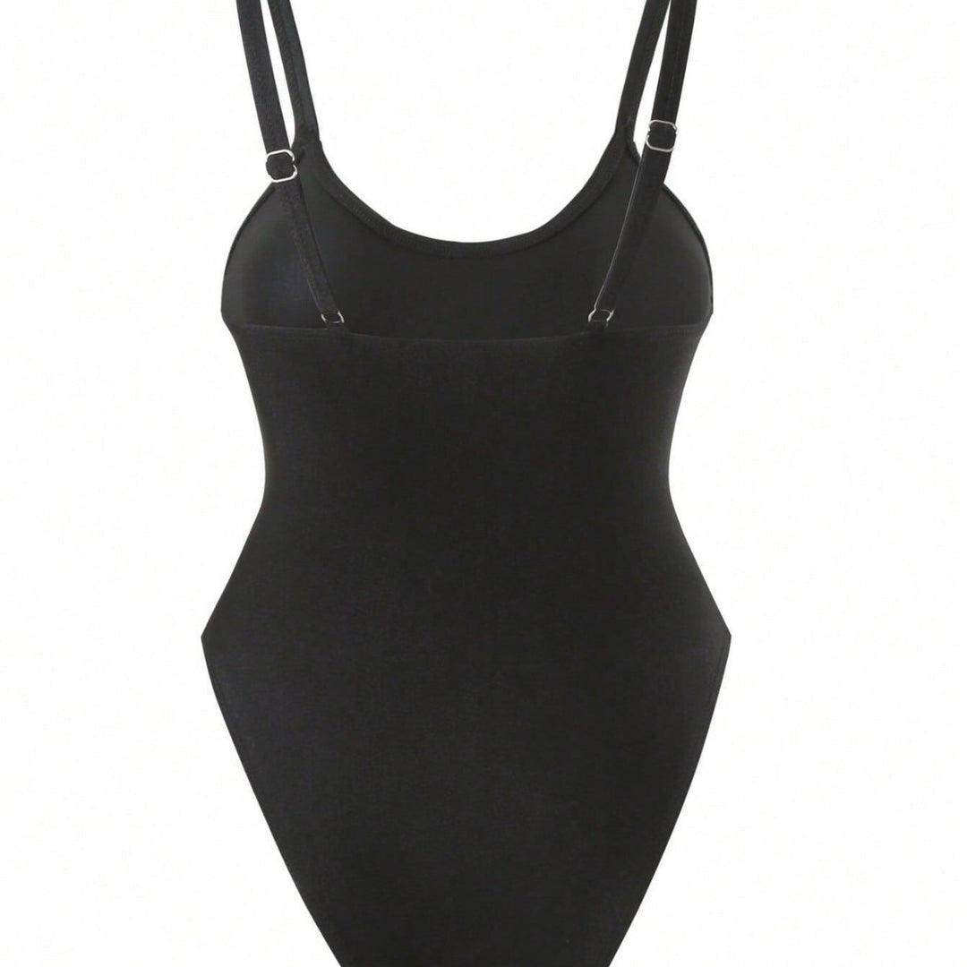 Damen Einteiler Badeanzug mit transparentem Mesh-Einsatz EB