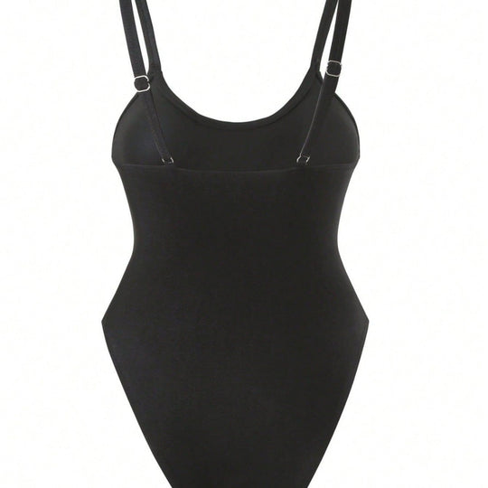 Damen Einteiler Badeanzug mit transparentem Mesh-Einsatz EB