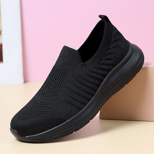 Damen nan atmungsaktiver Strick-Slipper mit viskoelastischer Innensohle und flexibler Gummilaufsohle EB