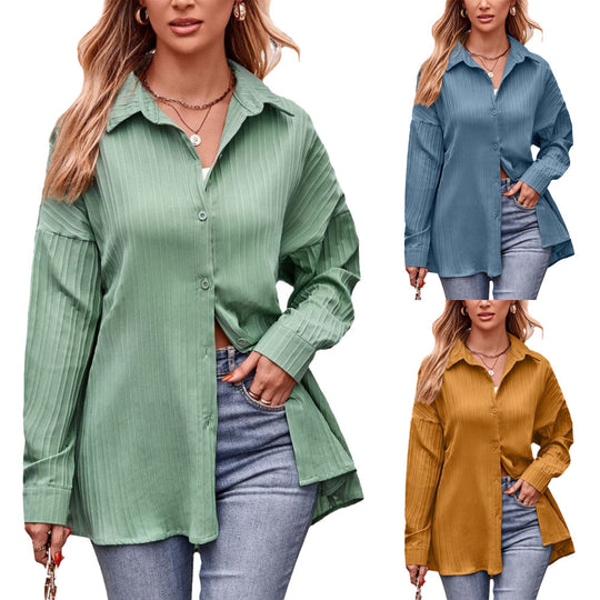 Damen Elegante gestreifte Bluse im Oversized-Schnitt EB