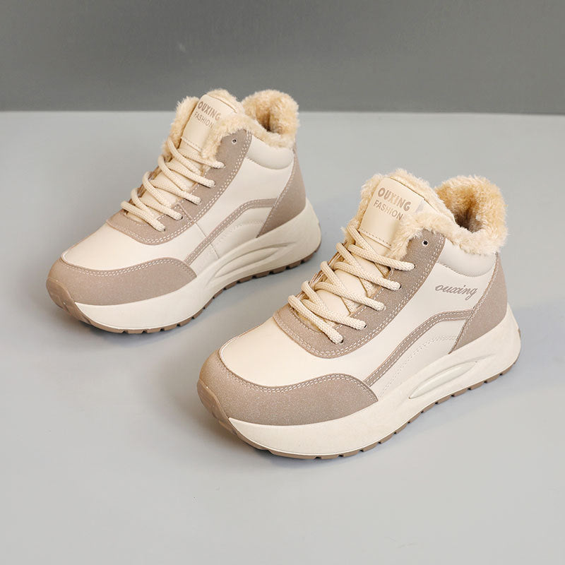 Damen Sportliche High-Top Sneakers mit warmem Fleece-Futter und rutschfester Sohle EB