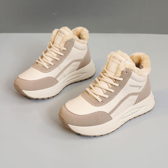 Damen Sportliche High-Top Sneakers mit warmem Fleece-Futter und rutschfester Sohle EB