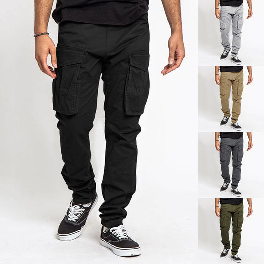 Herren modische Cargo-Hose mit multifunktionalen Taschen und elastischem Bund EB
