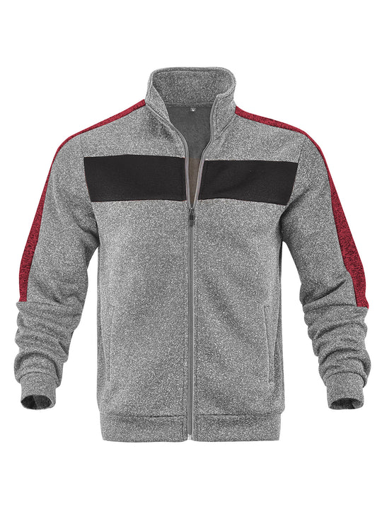 Herren Sportliche Fleecejacke mit hohem Kragen und reflektierenden Akzenten EB