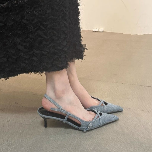 Damen stilvolle Slingback-Pumps mit feinen Riemen EB