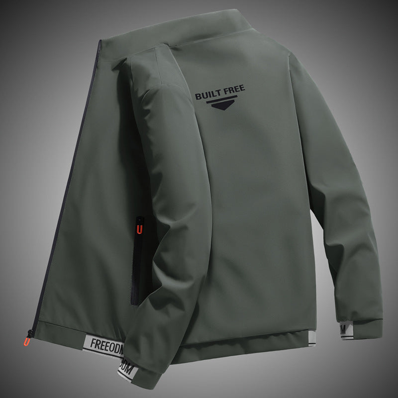 Herren leichter winddichter Freizeitblouson mit Logo-Print, Reißverschlusstaschen und elastischem Saum EB