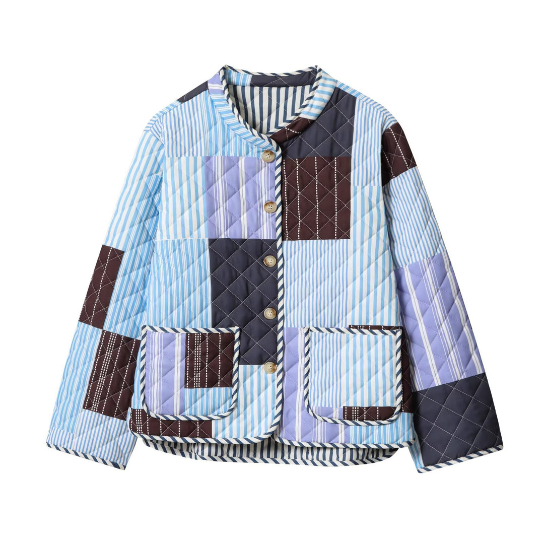 Damen Steppjacke mit buntem Patchwork-Design EB