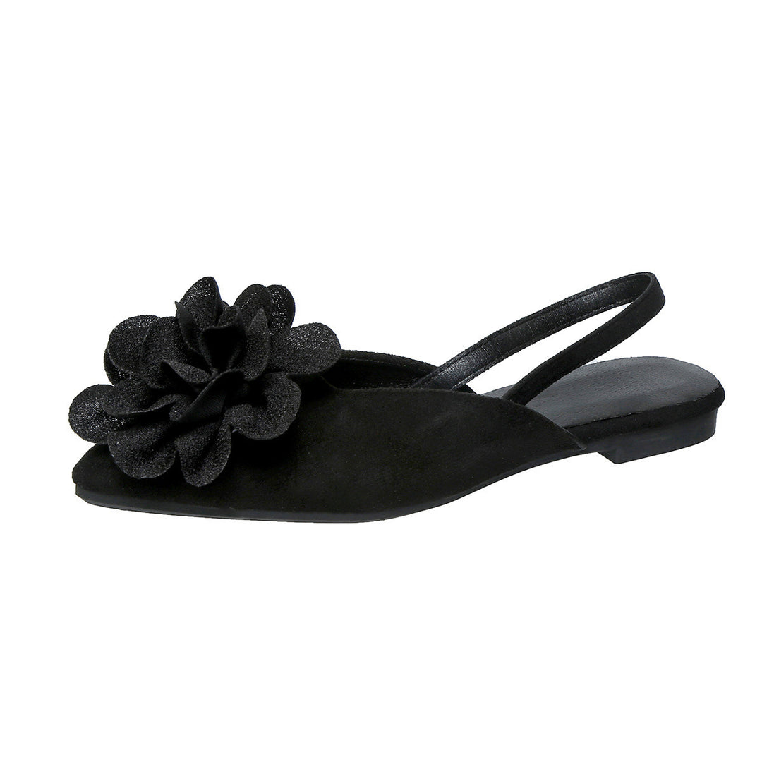 Damen Slingback-Mules mit spitzer Zehenpartie und großer Blumenapplikation EB