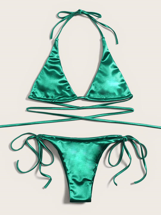 Damen Triangel-Bikini mit verführerischem Satin-Finish EB