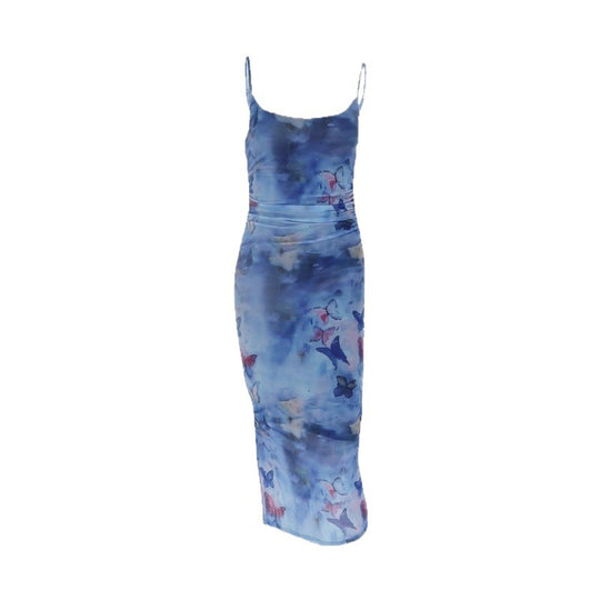 Damen Maxikleid im floralen Wasserfarbdruck EB