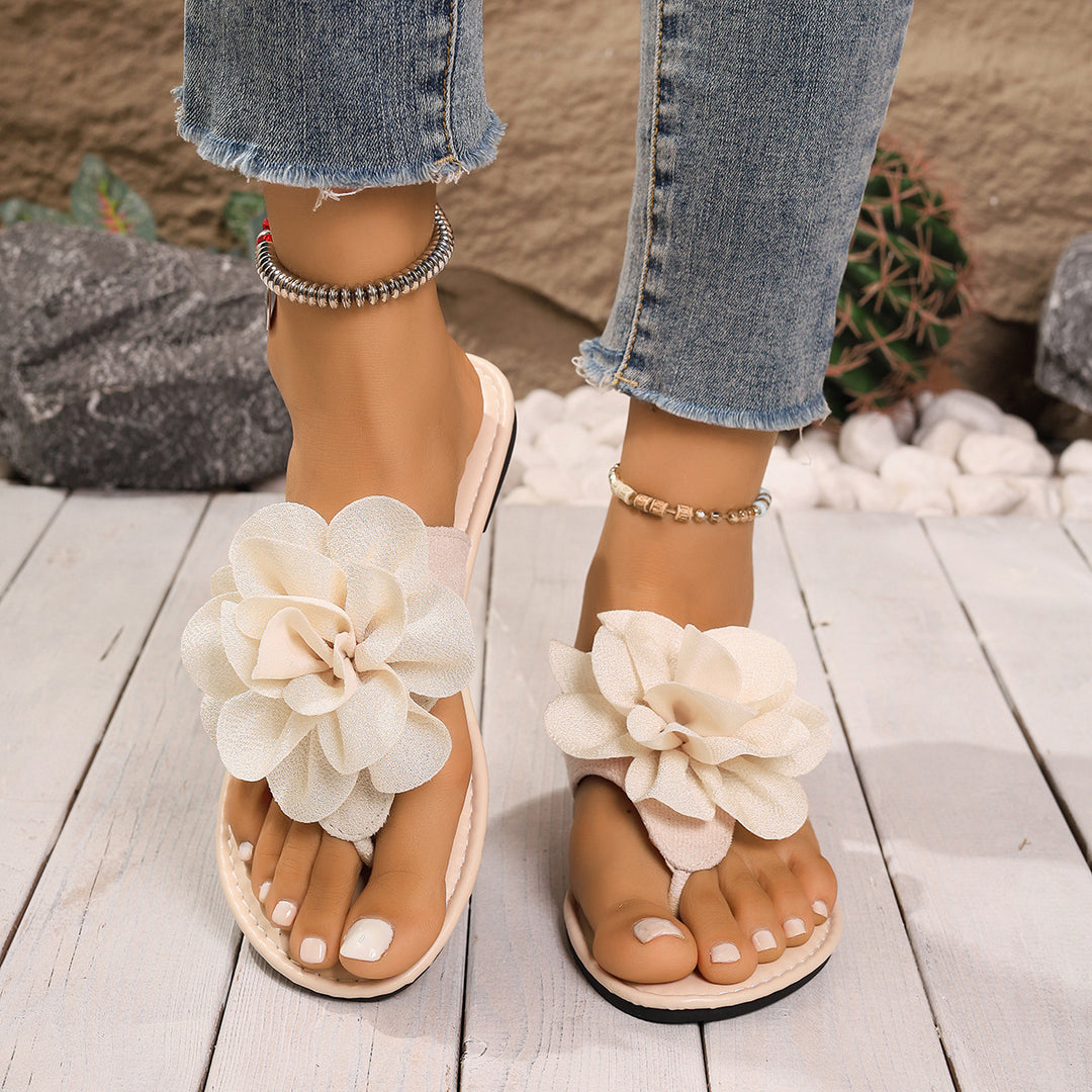 Damen Modische Slipper mit floraler Applikation EB