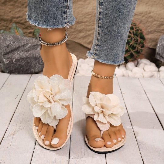 Damen Modische Slipper mit floraler Applikation EB