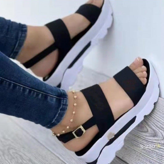 Damen Plateau-Sandalen mit verstellbarem Riemendesign und ergonomischer Sohle EB