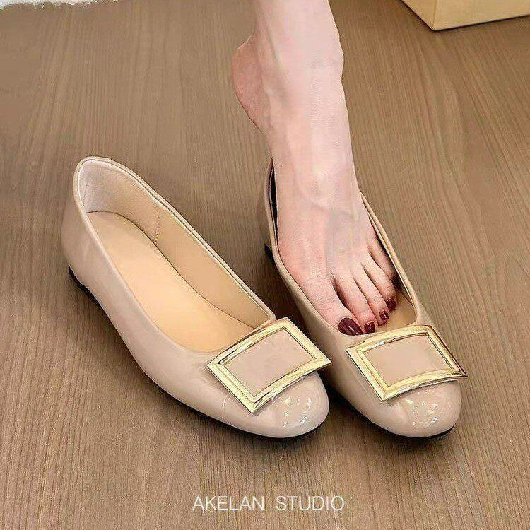 Damen Ballerinas mit modischer Schnallenverzierung und komfortablem Fußbett EB