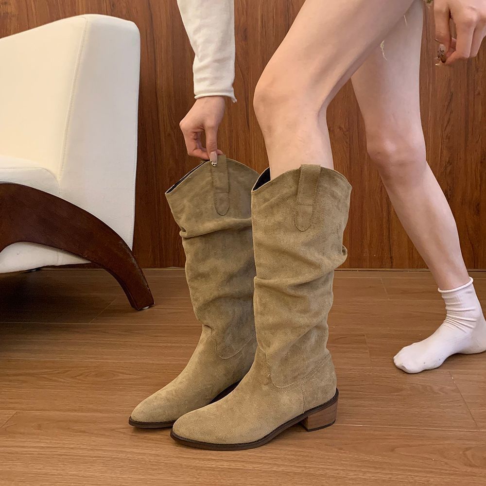 Damen Hohe Wildleder-Stiefel mit elegantem Design EB