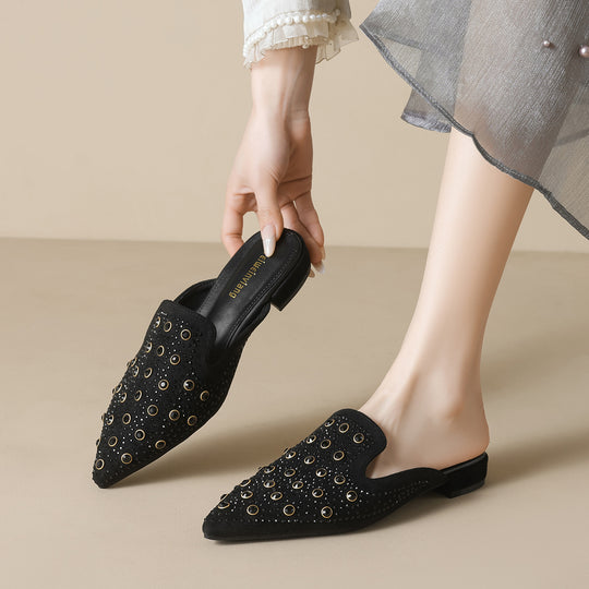Damen modische Mules mit funkelnden Verzierungen EB