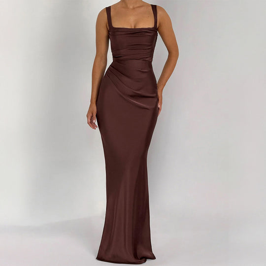 Damen Maxikleid mit elegantem Quadrat-Ausschnitt und figurformendem Design EB