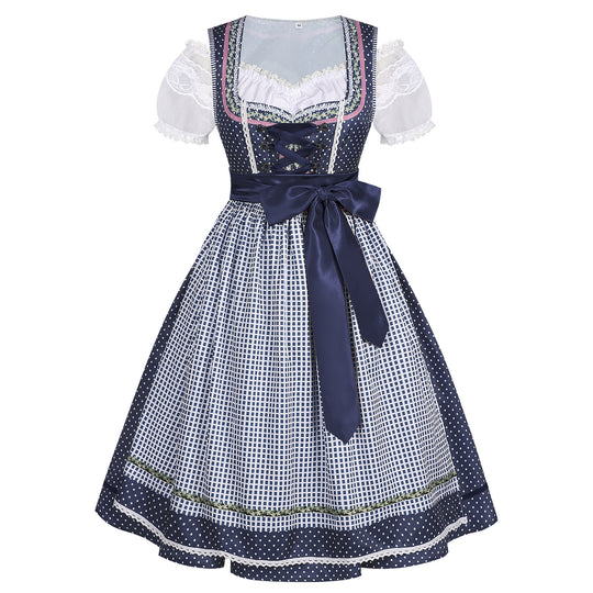Damen nan traditionelles Trachten-Dirndl mit geschnürter Corsage, Spitzenärmeln und schwingendem Tellerrock EB
