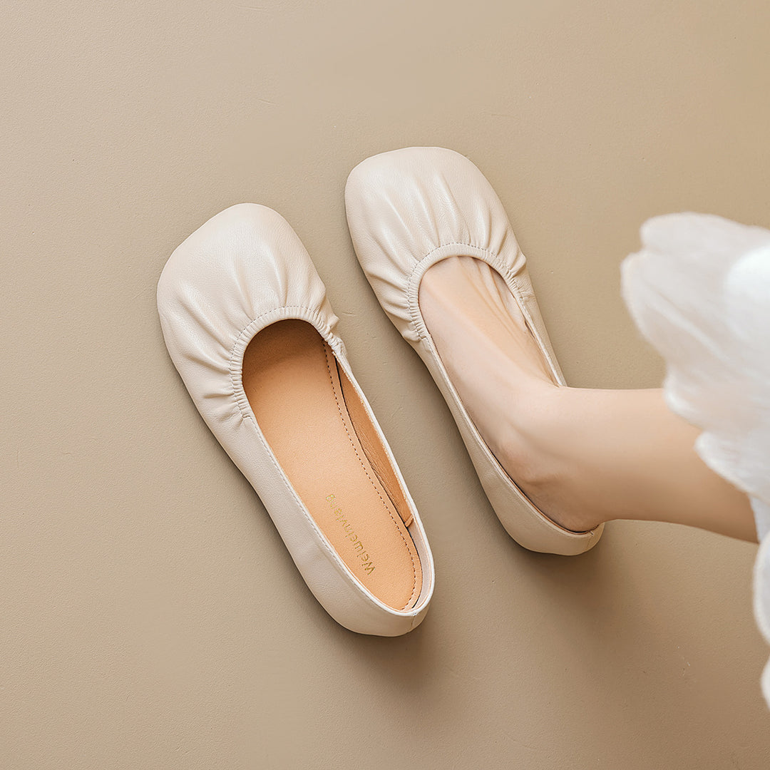Damen Ballerinas mit elastischem Faltendesign und bequemer Innensohle EB