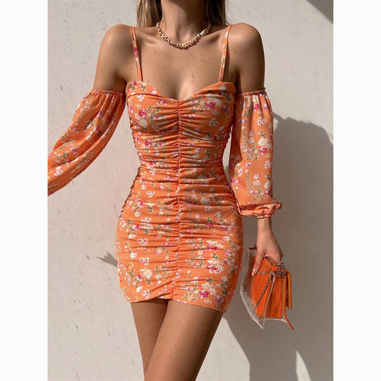 Damen Kurzarmkleid mit verspielten Rüschendetails und schulterfreiem Schnitt EB