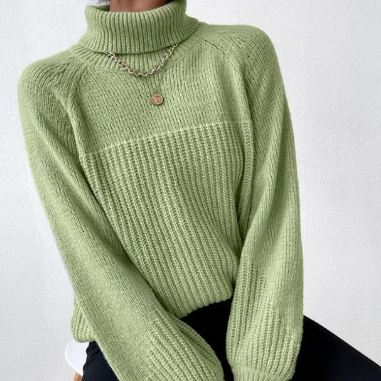 Damen Strickpullover mit hochgeschlossenem Kragen und strukturiertem Rippdesign EB