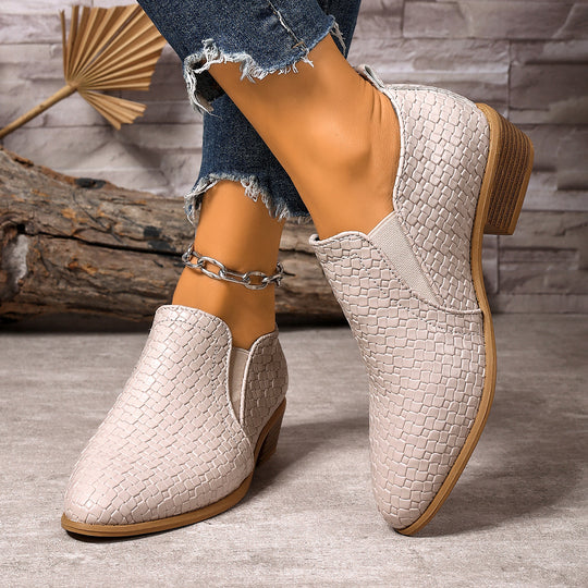 Damen elegante Ankle-Boots mit komfortablem Stretch-Einsatz und modischem Flecht-Design EB