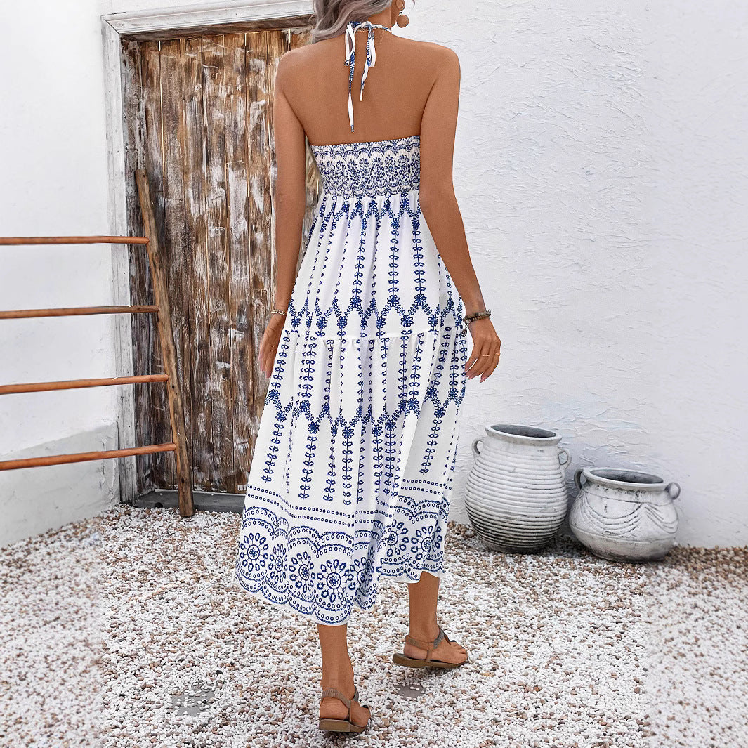 Damen Boho Maxikleid mit Trägern EB
