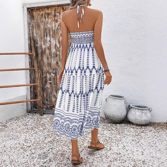 Damen Boho Maxikleid mit Trägern EB