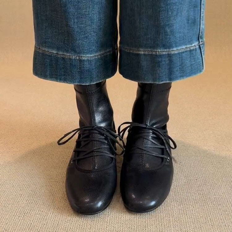 Damen zeitlose Ankle Boots mit hohem Schaft und eleganter Schnürung EB