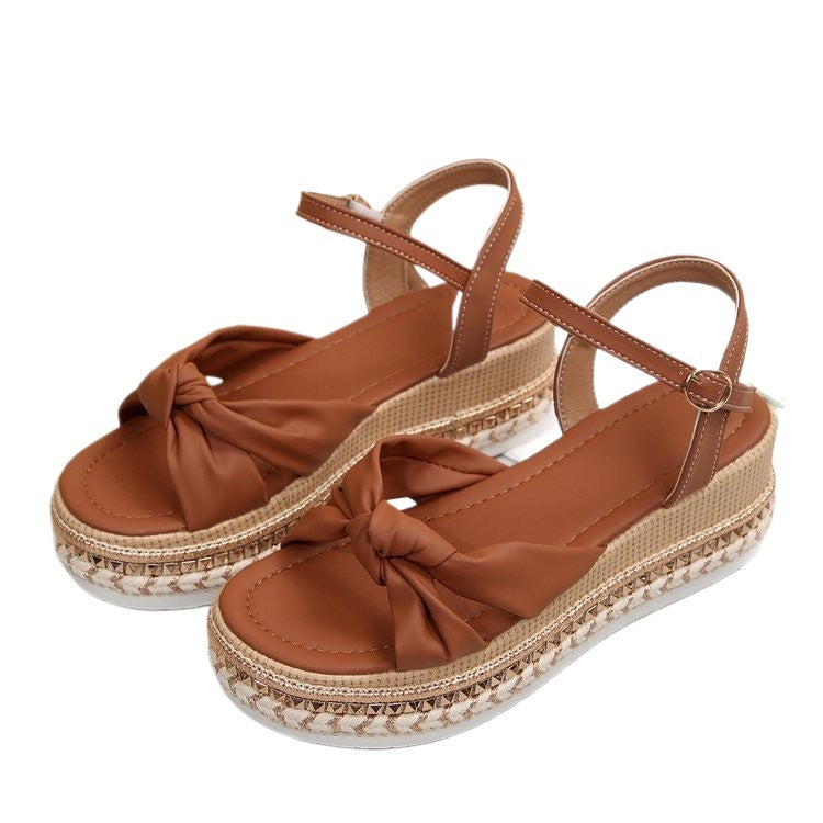 Damen Plattform-Sandalen mit raffinierter Knotenoptik EB