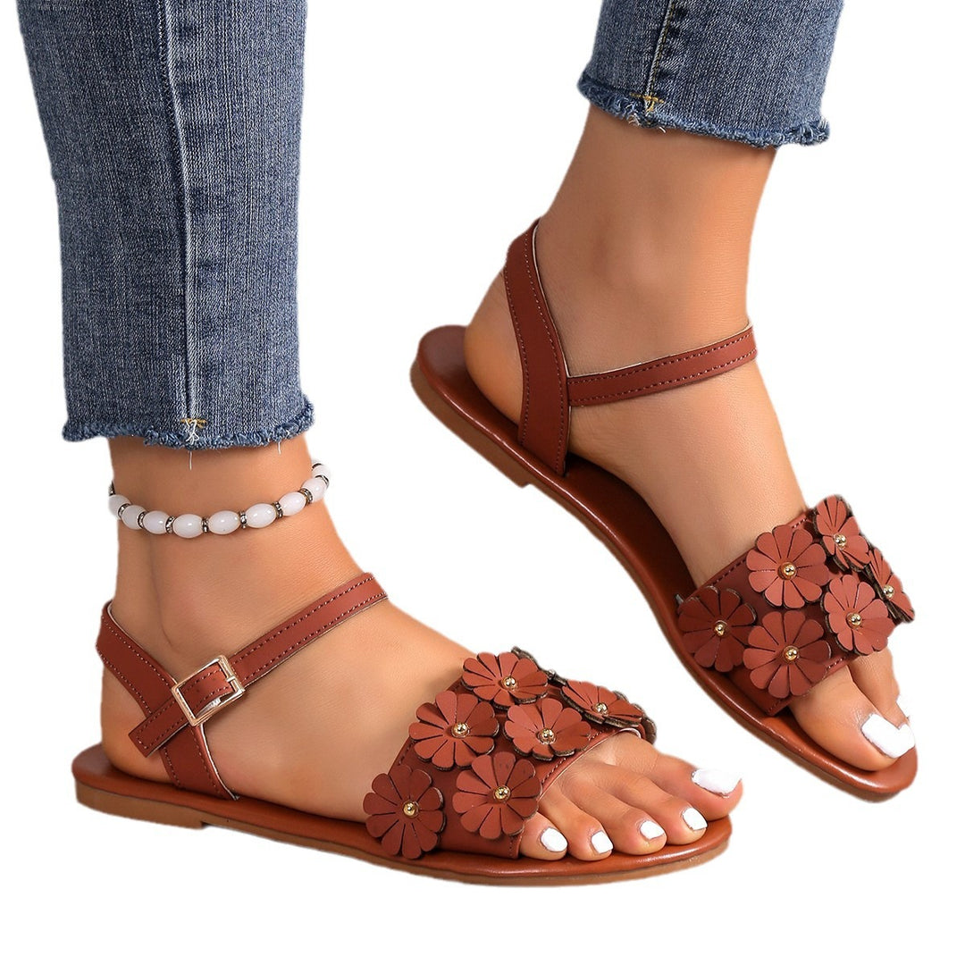 Damen Sandalen mit floralen Akzenten und verstellbarem Riemen EB