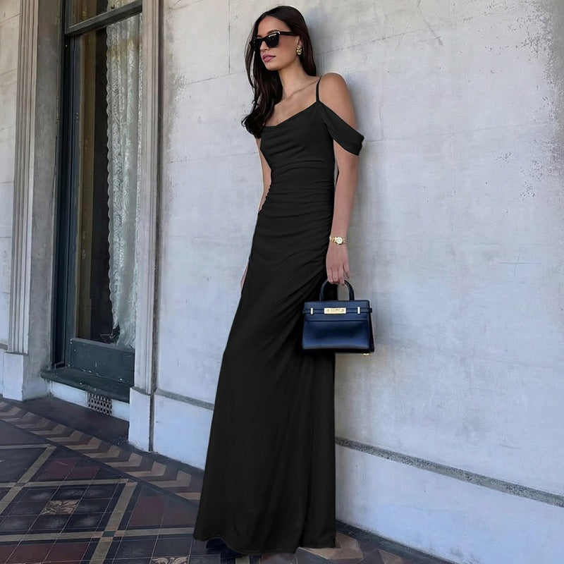 Damen Elegantes bodenlanges Kleid mit einzigartiger Drapierung EB