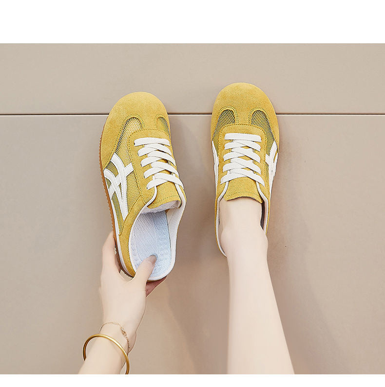 Damen Atmungsaktive und komfortable Slipper mit Mesh und Wildlederoptik EB