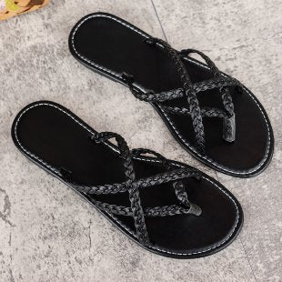 Damen Elegante und stylische Riemensandalen mit geflochtenem Detail EB
