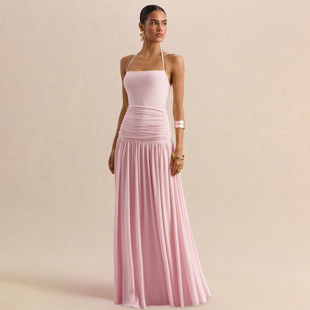 Damen Elegantes Abendkleid mit Off-Shoulder-Design und Fließendem Cape EB