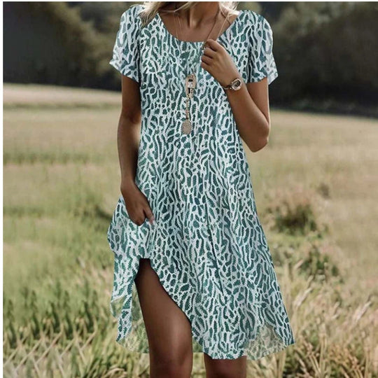 Damen Freizeitkleid mit floralem Druck und Seitenschlitz EB