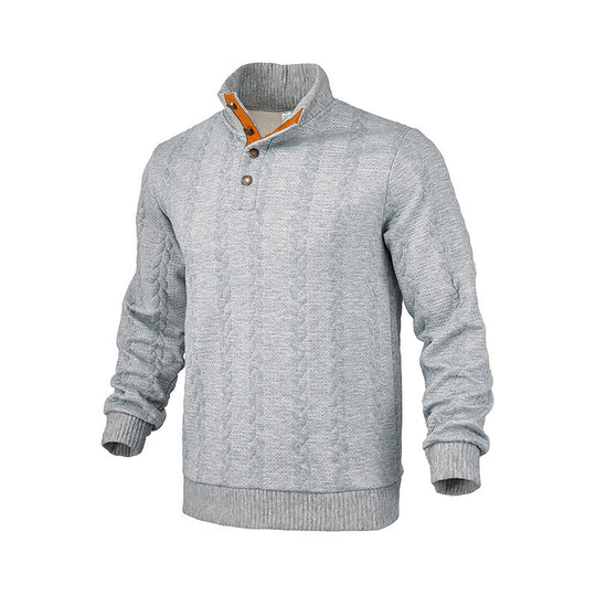 Herren modischer Strickpullover mit Stehkragen und kontrastierenden Akzenten EB