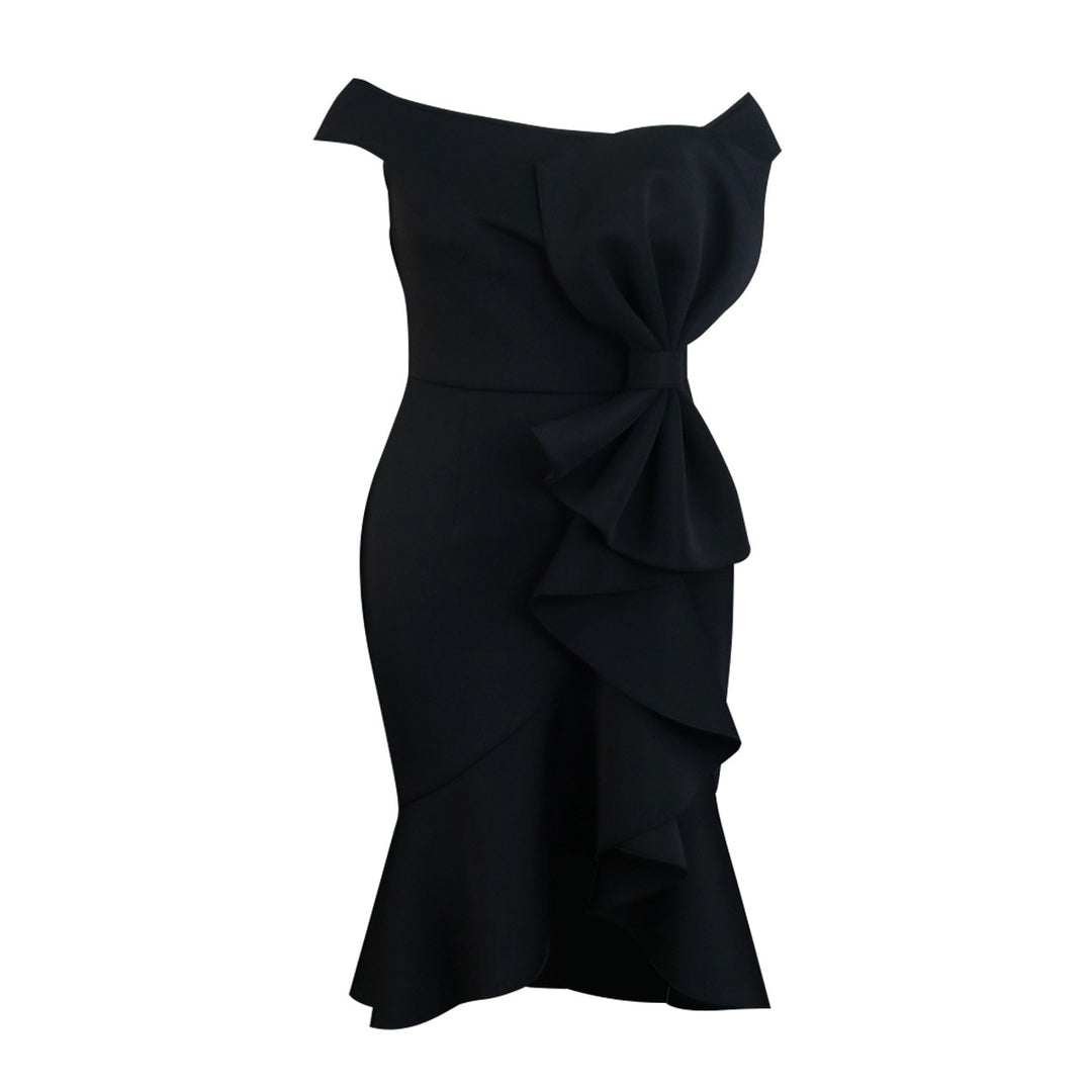 Damen Elegantes schulterfreies Kleid mit Rüschendetails EB