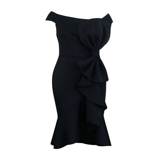 Damen Elegantes Abendkleid mit asymmetrischem Rüschendesign EB