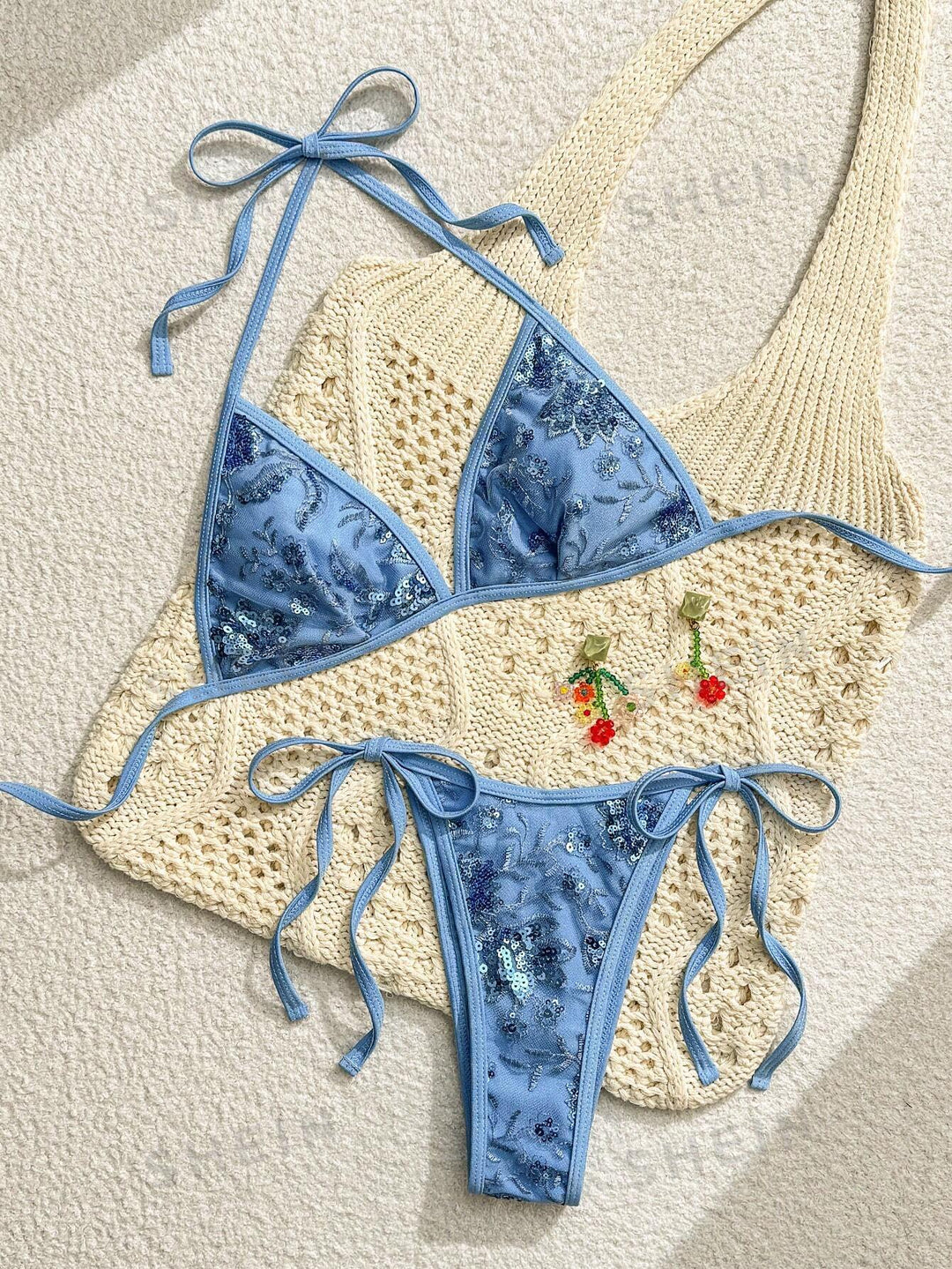 Damen Triangel-Bikini mit eleganter Stickerei EB