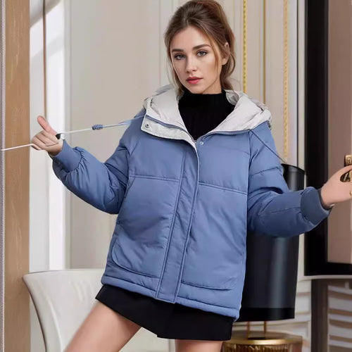 Damen modische Steppjacke mit abnehmbarer Kapuze und komfortabler Passform EB