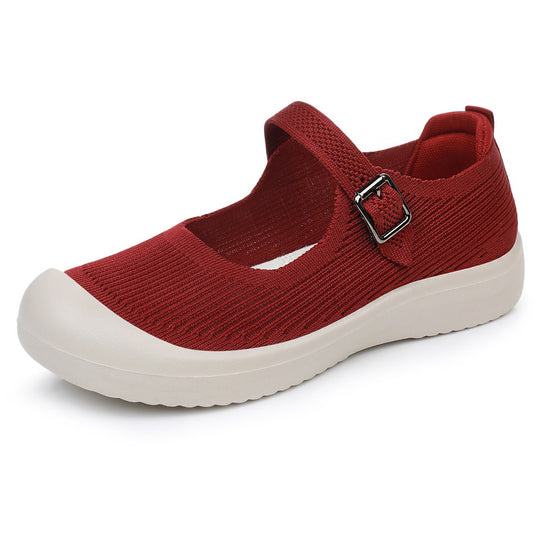 Damen sportliche Slip-On Schuhe mit verstellbarem Riemen und atmungsaktivem Obermaterial EB