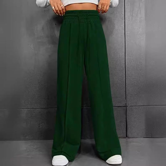Damen Elegante und bequeme Freizeithose mit elastischem Bund und weitem Bein EB