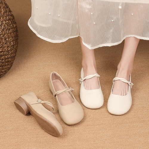 Damen elegante Mary Jane Ballerinas mit dekorativem Riemchen EB