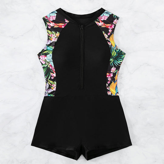 Damen Schwimmanzug mit floralen Einsätzen EB