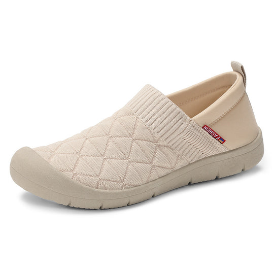 Damen nan atmungsaktiver gestrickter Slip-On Komfort-Halbschuh mit elastischem Schaft und stoßdämpfender EVA-Sohle EB