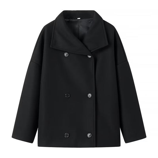 Damen modische Oversized-Jacke mit doppelter Knopfleiste und weitem Schnitt EB