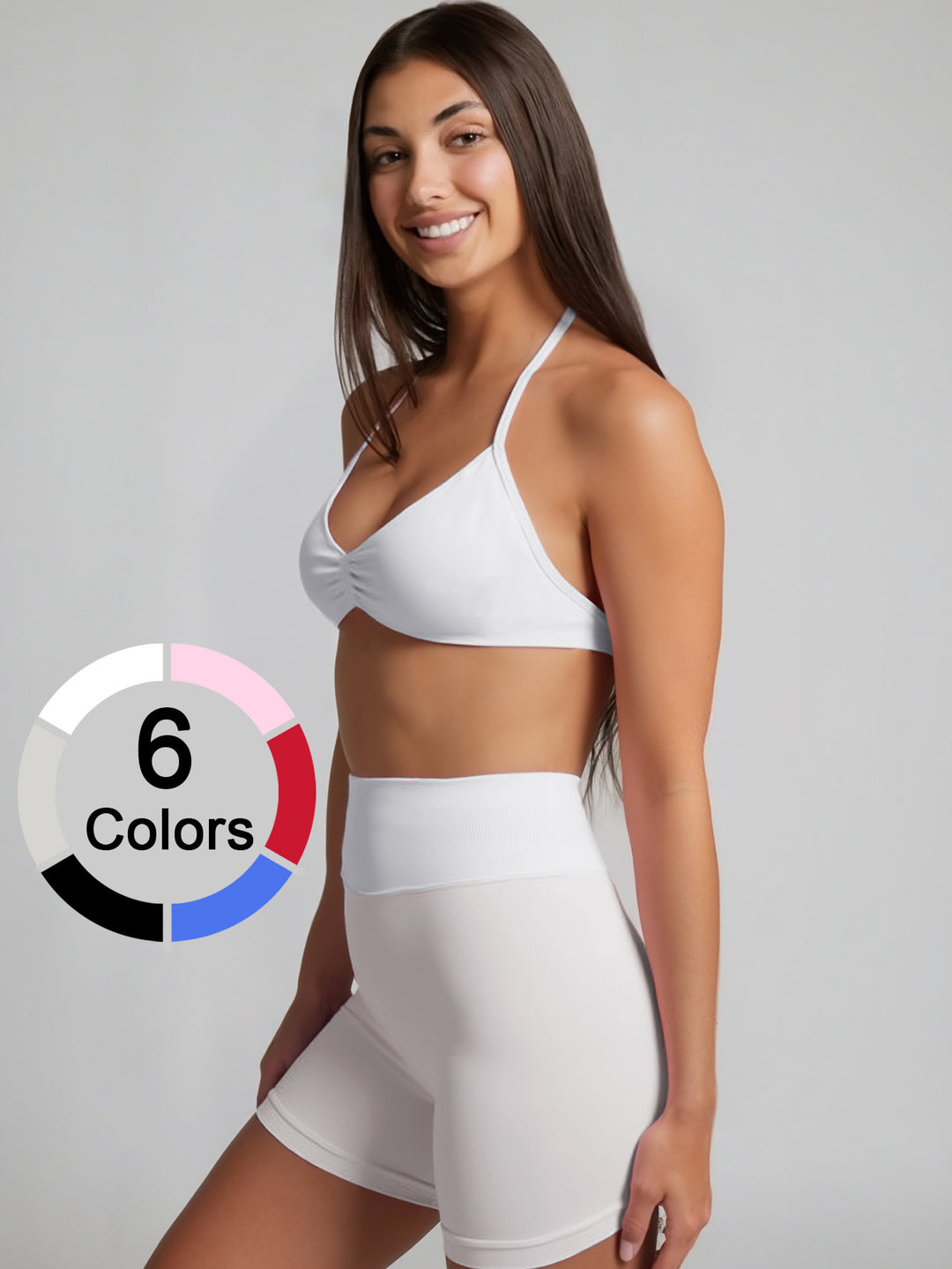 Damen Sportliches Bikini-Set mit hochgeschnittenen Shorts und elastischer Unterstützung EB